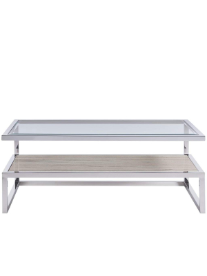Alchemy Living Crispe Cocktail With Stone Shelf - Silver