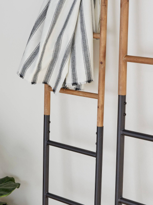 Olivia & May 13"x71"x12"x61.5" Set Of 2 Wood And Metal Ladder Racks