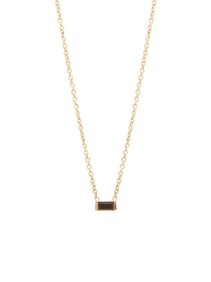 14k Black Diamond Baguette Necklace