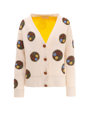 Tory Burch Floral Dot Crocheted Cardigan