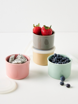 Pastel Ceramic Containers, Set Of 4