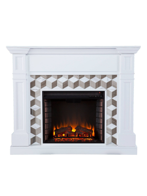 Budedar Electric Fireplace With Marble Surround White - Aiden Lane