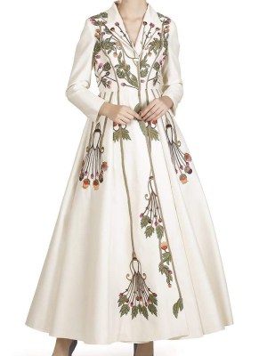 Mandarin-collared Embroidered Jacket Gown