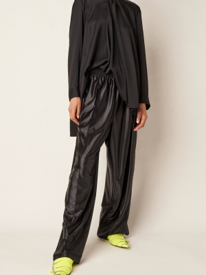 Snap Satin Straight-leg Pants