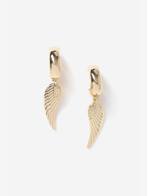 **wing Drop Hoop Earrings