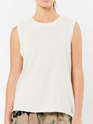 Washed White Fitted Muscle Tee