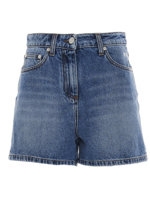 Msgm Logo Printed Denim Shorts