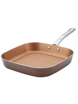 Ayesha Curry Square Grill Pan Nonstick Porcelain Enamel