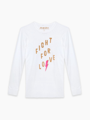 Fight For Love Long Sleeve Tee - White