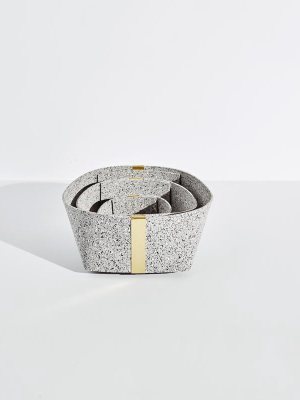 Recycled Rubber + Brass Basket Set - Gris