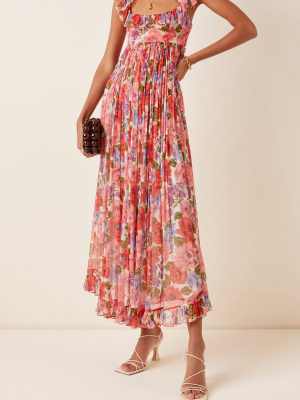 Poppy Frill-trimmed Silk Midi Dress