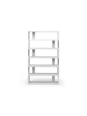 75.5" Barnes Six Shelf Modern Bookshelf White - Baxton Studio