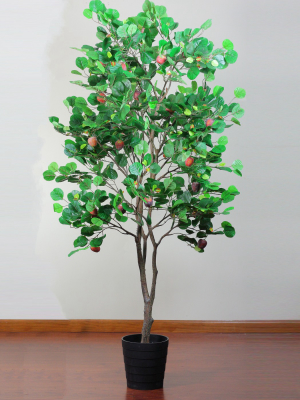 Northlight 6.5' Green And Red Potted Artificial Apple Tree With Two Tone Green Leaves