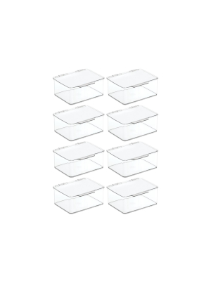 Mdesign Plastic Stackable Home, Office Supplies Storage Box, 8 Pack - Clear