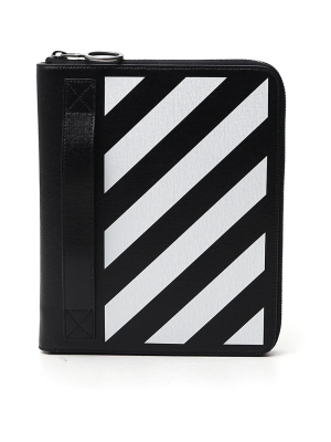 Off-white Diagonal Striped Clutch Bag