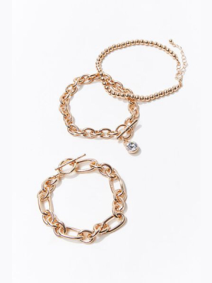 Faux Gem Chain Bracelet Set