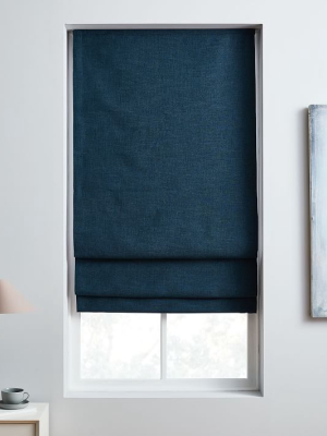 Crossweave Cordless Roman Shades & Blackout Lining - Regal Blue