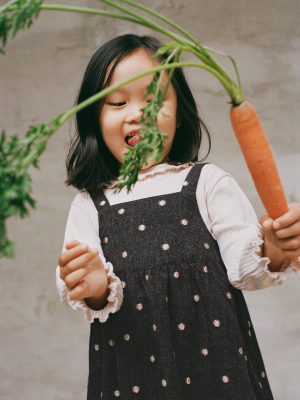 Embroidered Dot Pinafore Dress