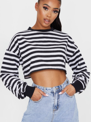 Black Oversized Stripe Long Sleeve Sweatshirt