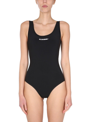 Jil Sander Logo Printed One-piece Swimsuit