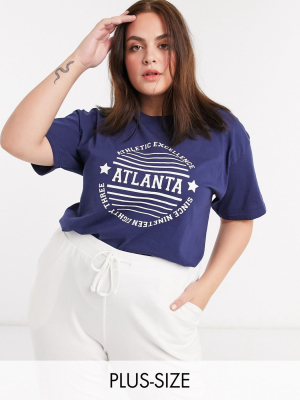 Daisy Street Plus Relaxed T-shirt With Atlanta Print