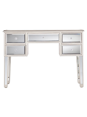 Tobias Mirrored Desk/console Table - Silver - Aiden Lane