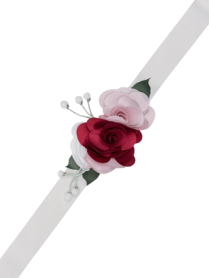 Monnalisa Rose Appliqué Tie Fastening Belt