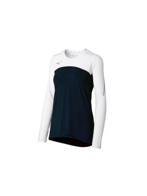 Mizuno Womens Semi Fit Long Sleeve Crew Athletic T-shirt - Black Large