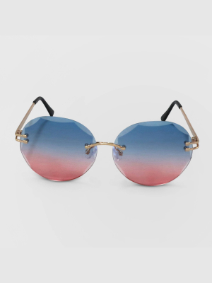 Women's Round Metal Silhouette Sunglasses - Wild Fable™ Gold