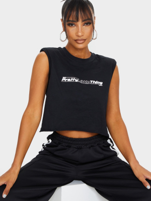 Prettylittlething Black Printed Cropped...