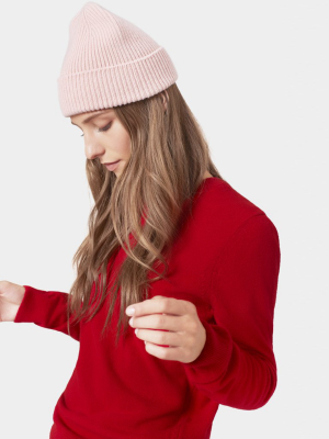 Merino Wool Beanie - Faded Pink