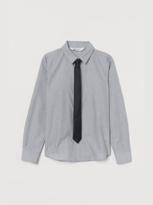 Shirt With Tie/bow Tie