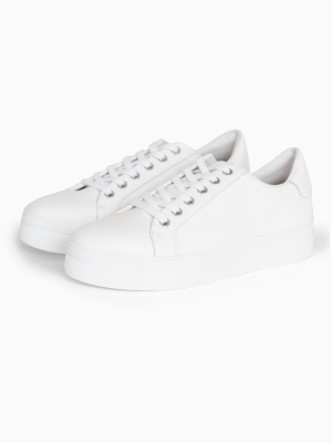 Candy White Lace Up Sneakers