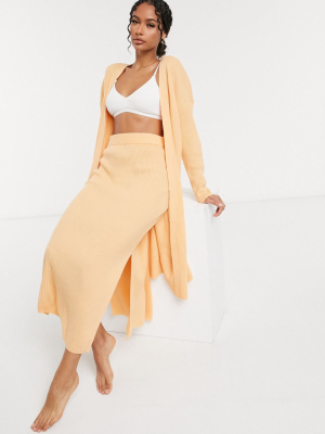 Asos Design Mix & Match Lounge Knitted Cardigan In Peach