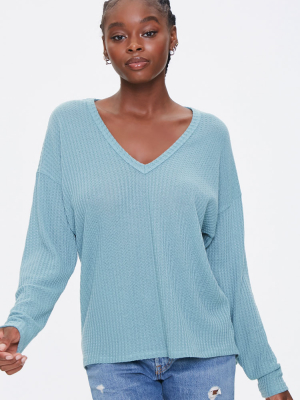 Waffle Knit Drop-sleeve Top