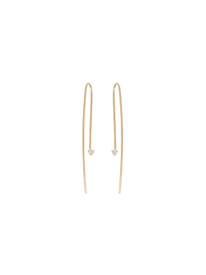 14k Medium Diamond Prong Set Wire Earrings