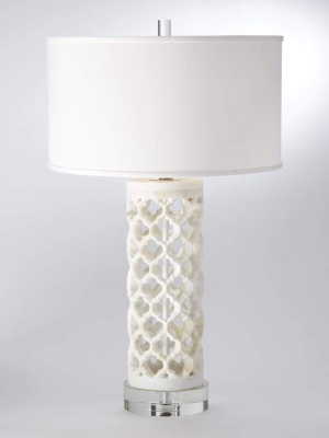 Global Views Round Arabesque Marble Lamp