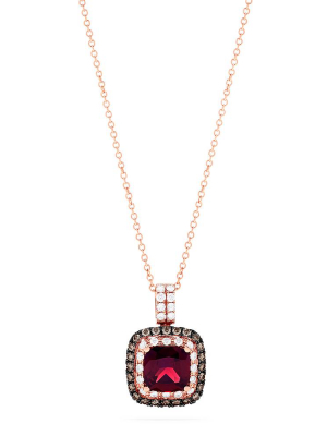 Effy 14k Rose Gold Rhodolite Garnet And Diamond Pendant, 3.23 Tcw