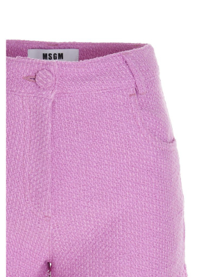 Msgm Fringed Tweed Shorts