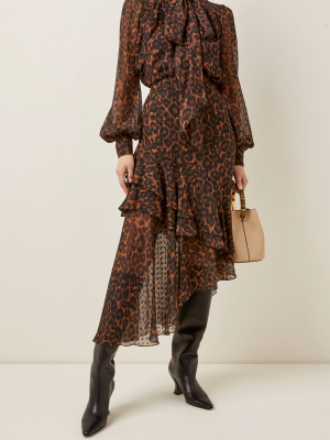 Antoinette Leopard-print Fil Coupé Chiffon Midi Skirt