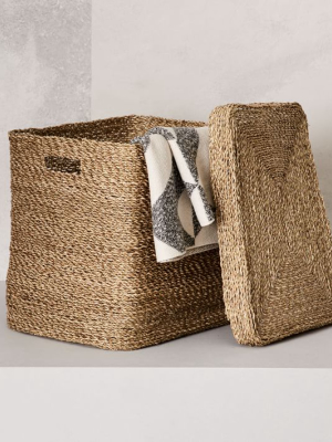 Metallic Woven Oversized Lidded Hamper