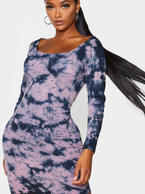 Shape Mauve Tie Dye Cotton Cup Detail Bodycon...