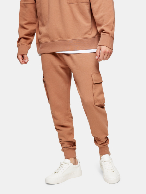 Brown Twill Cargo Sweatpants