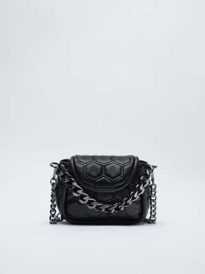 Topstitched Crossbody Bag With Chain