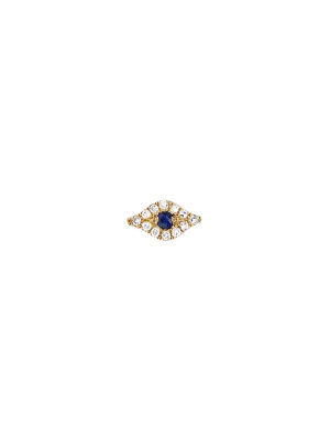 Diamond Evil Eye Stud - Sapphire