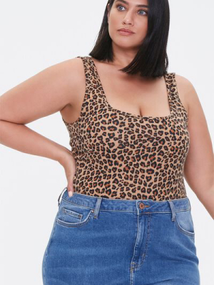 Plus Size Leopard Print Tank Top