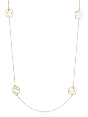 Long Six-station Gold Shou Necklace