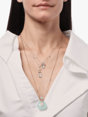 Pavé Diamond And Aquamarine Crystal Bar Necklace