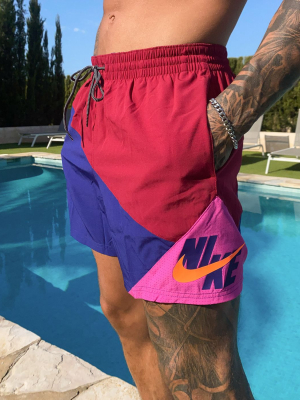 Nike Swimming 5inch Retro Color Block Volley Shorts In Burgundy