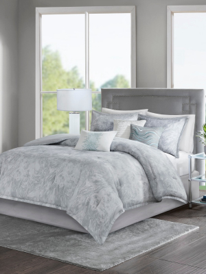 7pc Karlene Cotton Sateen Comforter Set Gray